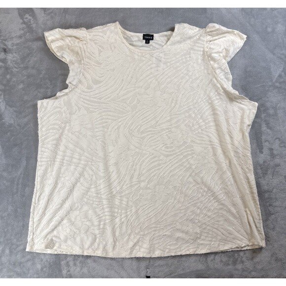 Torrid Women's 5X Ivory Textured Floral Top Cap Sleeve Blouse NWT Plus Size - Picture 1 of 6